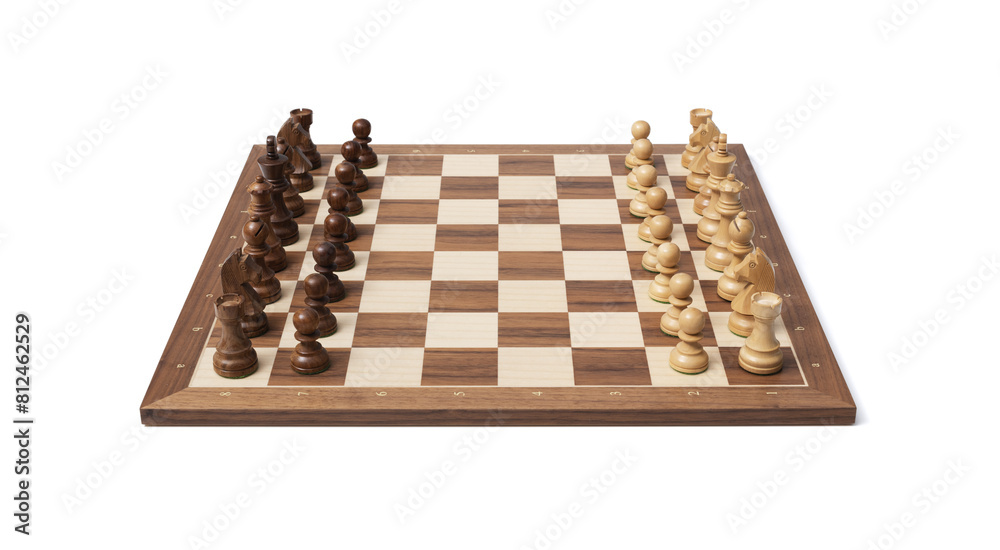 Chessboard ready for the game on white background Chessboard ready for the game on white background