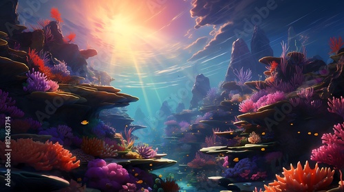 A beautiful coral reef teeming with marine life to highlight the importance of ocean conservation for Earth Day. photo