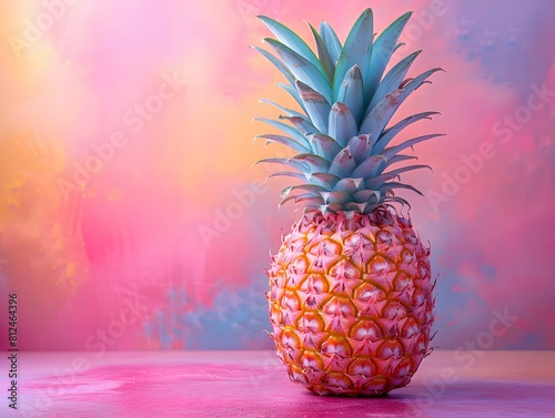 Pineapple on the table, pastel background