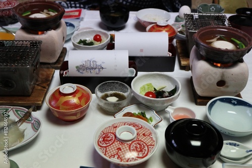 Japanese ryokan breakfast course in Japan photo