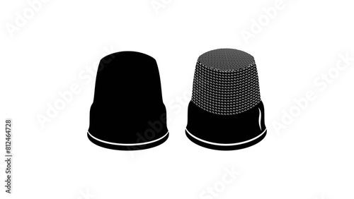 Thimble of tailor, black isolated silhouette