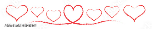 Continuous heart line drawing Fancy minimalist illustration, hand drawn heart shapes with brush strokes