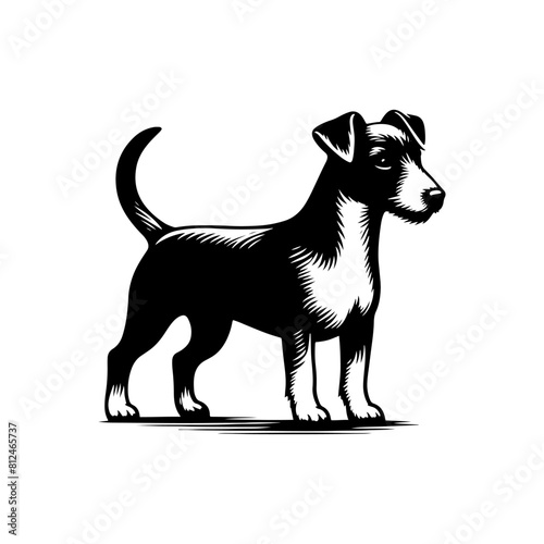 Jack Russell Terrier Silhouette - Capturing the Energy and Spirit of this Playful and Agile Breed- Minimalist Jack Russell Terrier vector- Jack Russell Terrier Illustration.