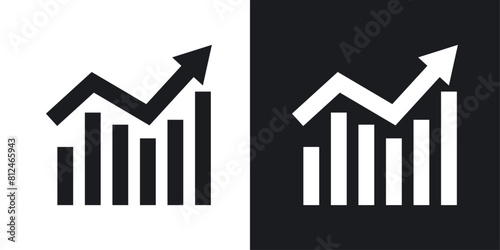 Growth Trend Icon Set. Financial Ascension Symbol. Market Uplift Vector Sign. Profit Rise Icon.