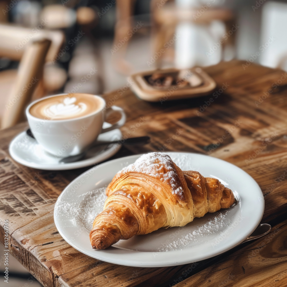 cappuccino with croissant cappuccino with croissant