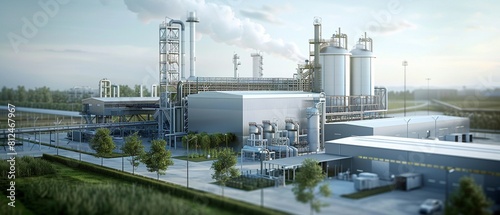 A futuristic feedmill design with advanced technologies for carbonneutral operations The use of nondeforestation sources is highlighted, showcasing a sustainable approach to feed production 8K , high- photo