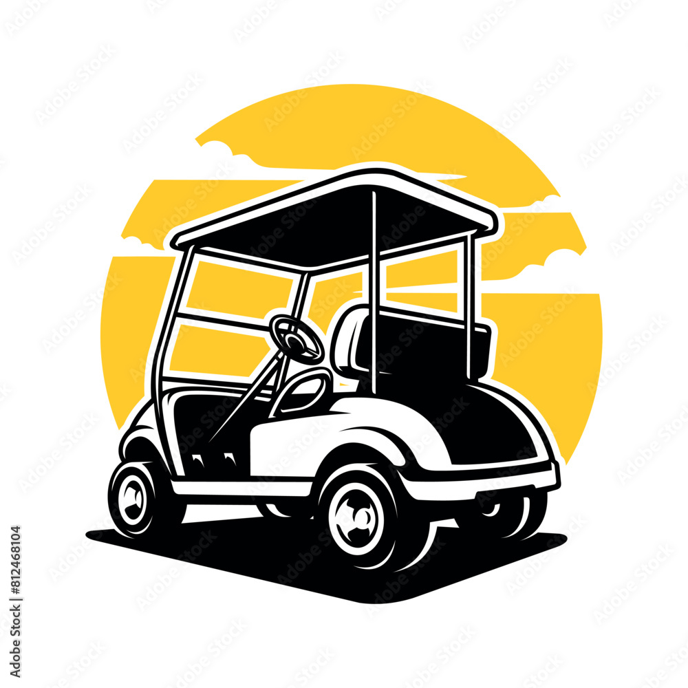 electric vehicle golf cart silhouette illustration vector