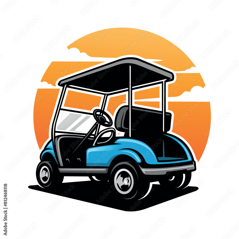 electric vehicle golf cart illustration color vector