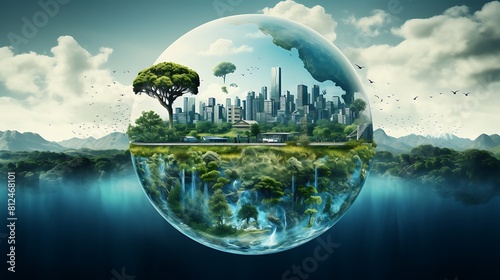 A digital collage of sustainable water management solutions for Earth Day.
