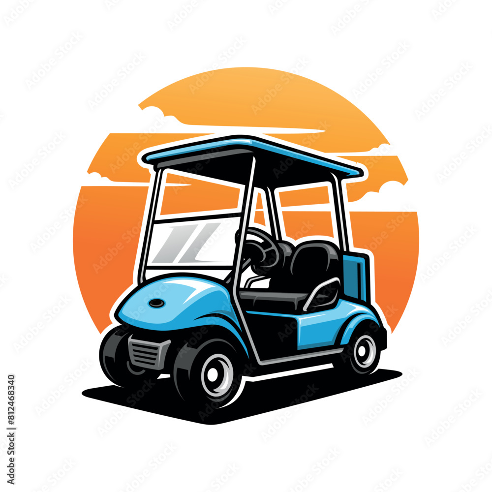 electric vehicle golf cart illustration color vector design
