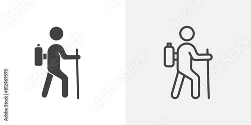 Adventure Hiking Icon Set. Trekking and Hiker Vector Symbol.