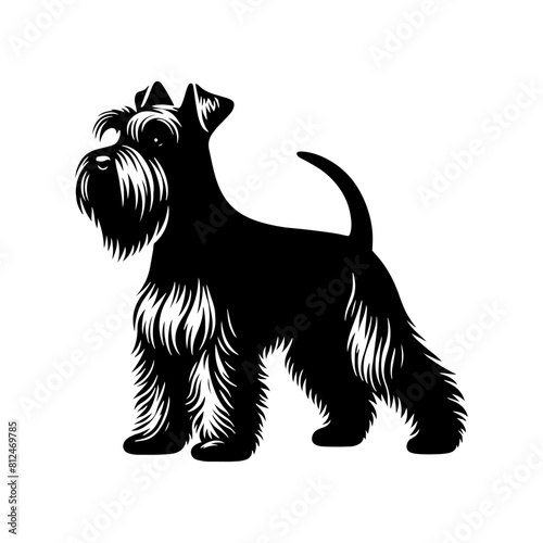 Miniature Schnauzer Vector Silhouette - Capturing the Distinctive Look and Personality of this Charismatic Canine Companion- Miniature Schnauzer Illustration.