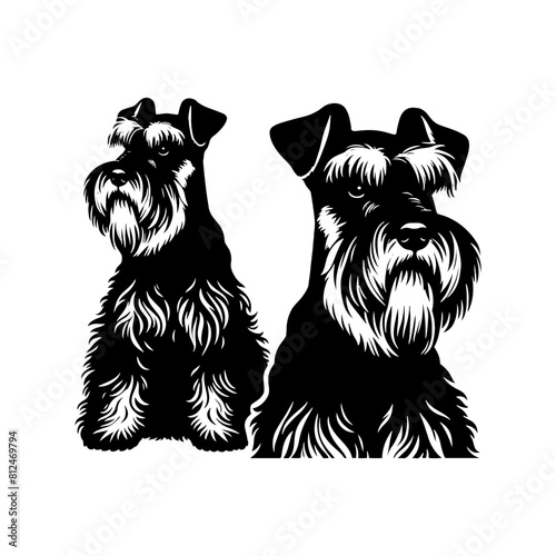 Miniature Schnauzer Vector Silhouette - Capturing the Distinctive Look and Personality of this Charismatic Canine Companion- Miniature Schnauzer Illustration.