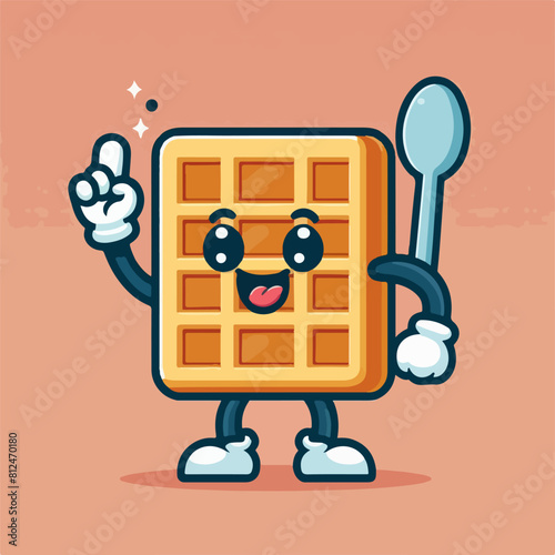 cute waffle mascot snack cartoon illustration