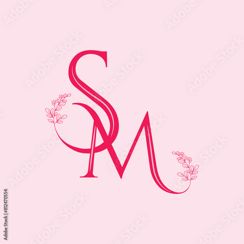 Elegant Floral Wedding Logo For Latter S & M