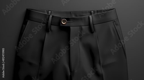 A sleek and professional tailored pant mockup on a solid black background, highlighting its cropped length and slim fit, all photographed in high definition to emphasize its modern and versatile look