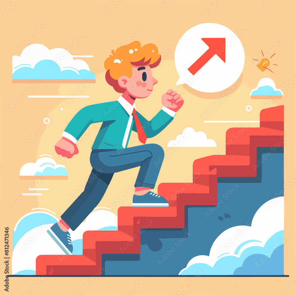 Obraz premium Progression from start to success climb step stairs