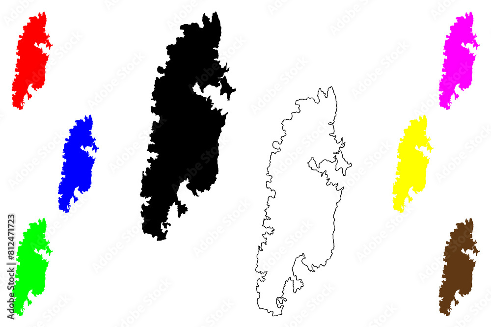 Obraz premium North Andaman island (Republic of India, Indian union territory of Andaman and Nicobar Islands) map vector illustration, scribble sketch North Andaman map