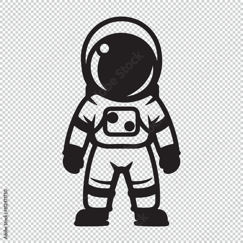 Simple black astronaut vector icon logo on transparent background
