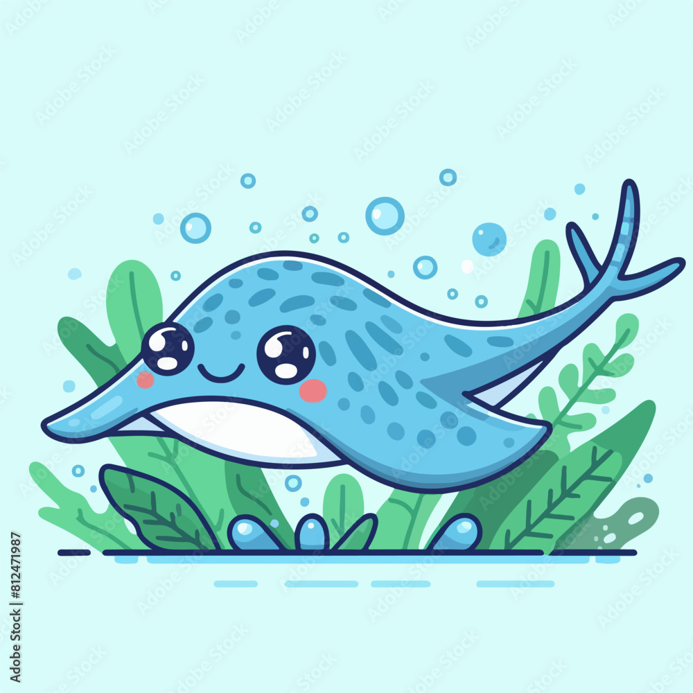Fototapeta premium cartoon stingray sea element animal