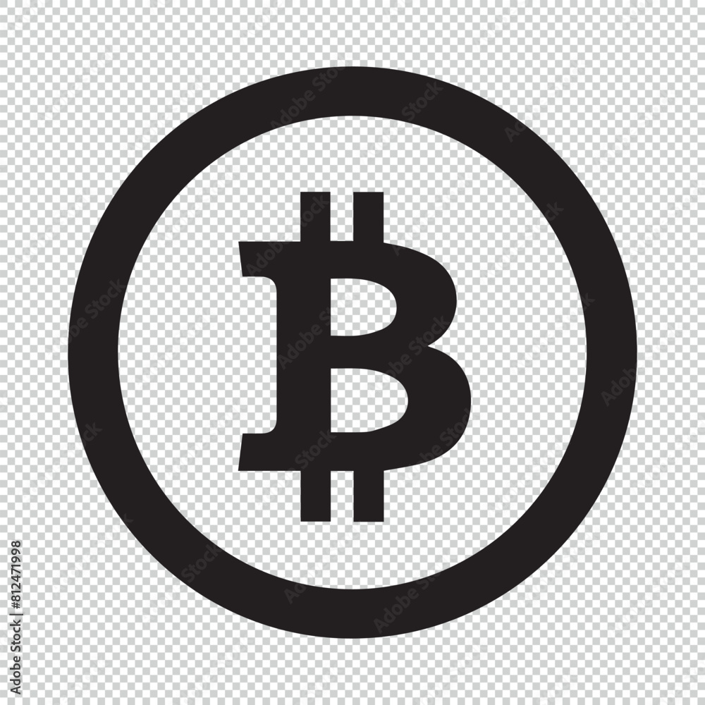Simple bitcoin logo icon, black vector illustration on transparent background Simple bitcoin logo icon, black vector illustration on transparent background
