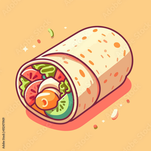 doner kebab and a kebab roll flat illustration