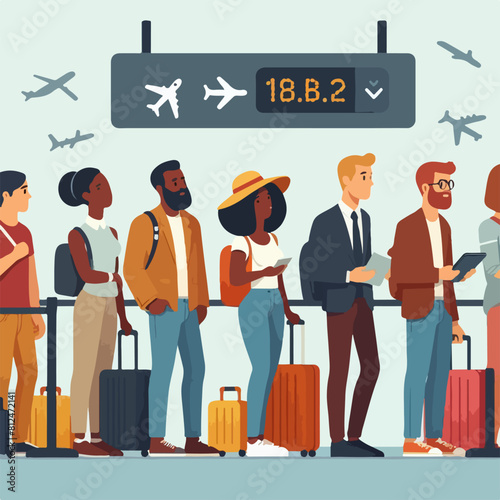 tourist queue on boarding check in ticket counter