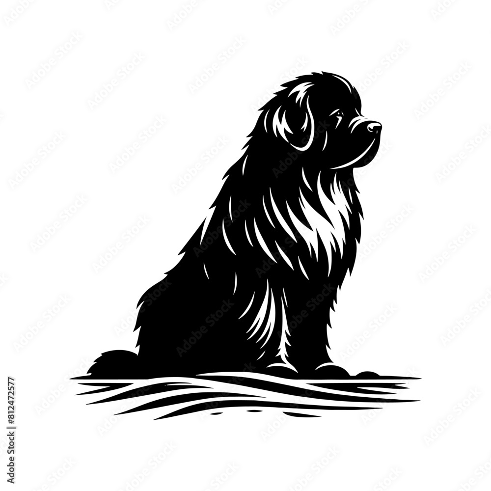 Newfoundland Dog Vector Silhouette - Capturing the Majestic Presence and Endearing Nature of this Beloved Large Breed- Newfoundland Illustration. Newfoundland Dog Vector Silhouette - Capturing the Majestic Presence and Endearing Nature of this Beloved Large Breed- Newfoundland Illustration.