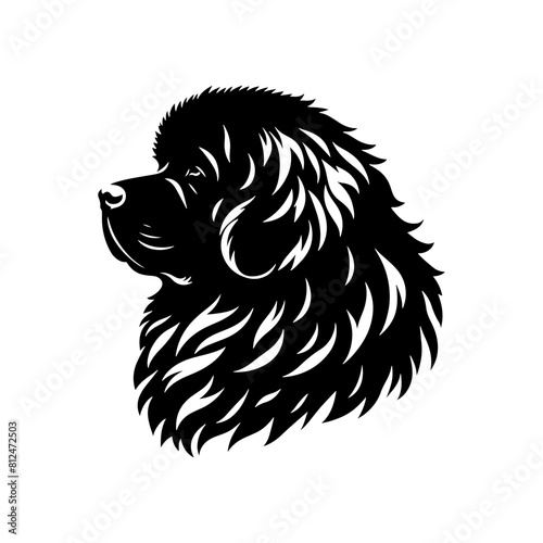 Newfoundland Dog Vector Silhouette - Capturing the Majestic Presence and Endearing Nature of this Beloved Large Breed- Newfoundland Illustration.