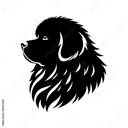 Newfoundland Dog Vector Silhouette - Capturing the Majestic Presence and Endearing Nature of this Beloved Large Breed- Newfoundland Illustration.