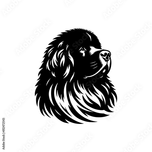 Newfoundland Dog Vector Silhouette - Capturing the Majestic Presence and Endearing Nature of this Beloved Large Breed- Newfoundland Illustration.