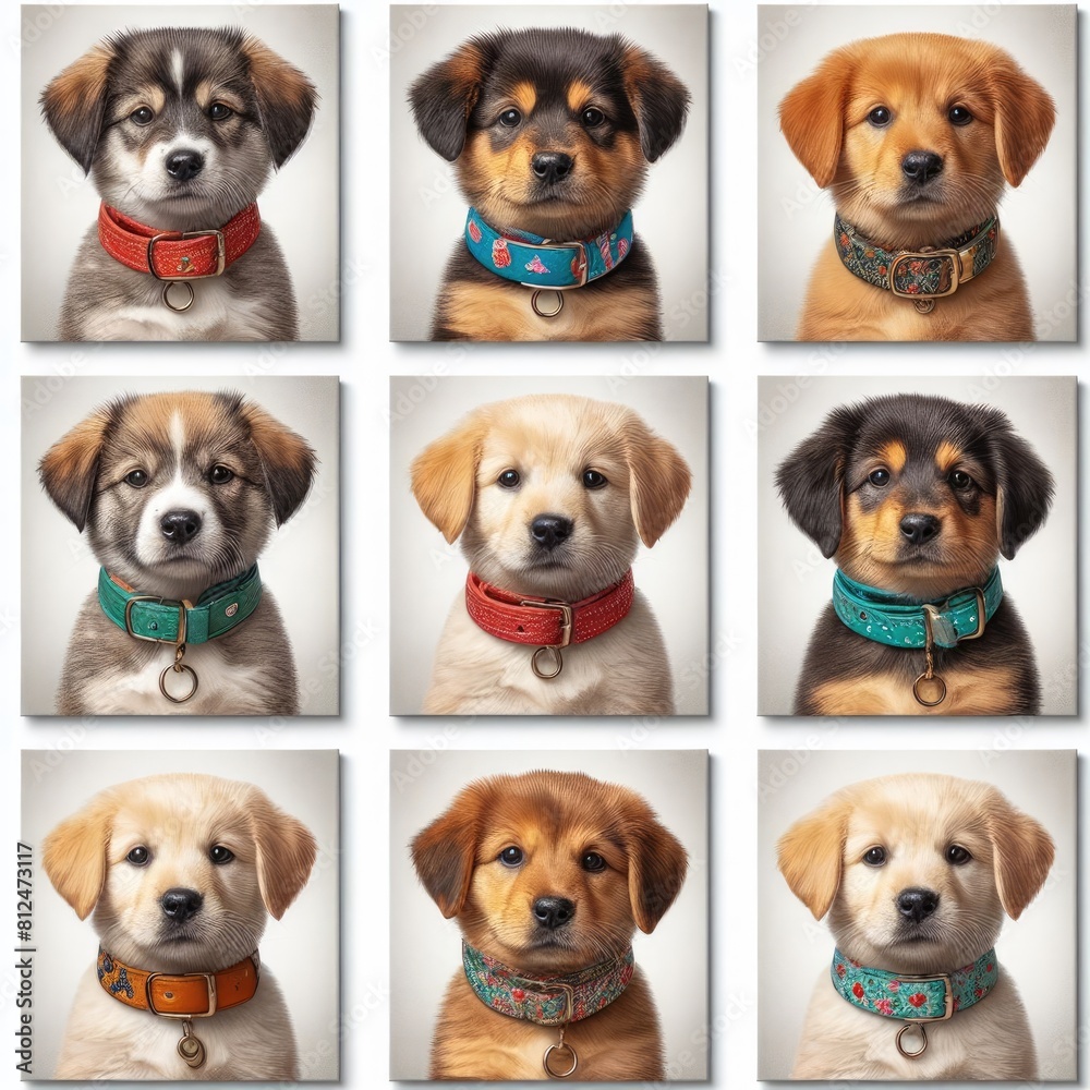A collage of different colored dogs photo has illustrative meaning has illustrative meaning used for printing illustrator.