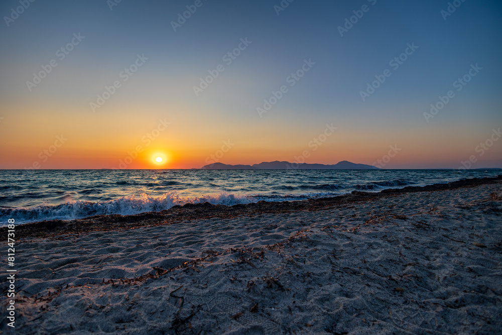 sunset at the beach in kos