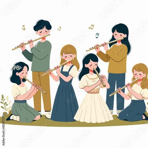 group of musical instrument flute show