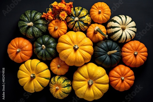 Top view pumpkins arrangement