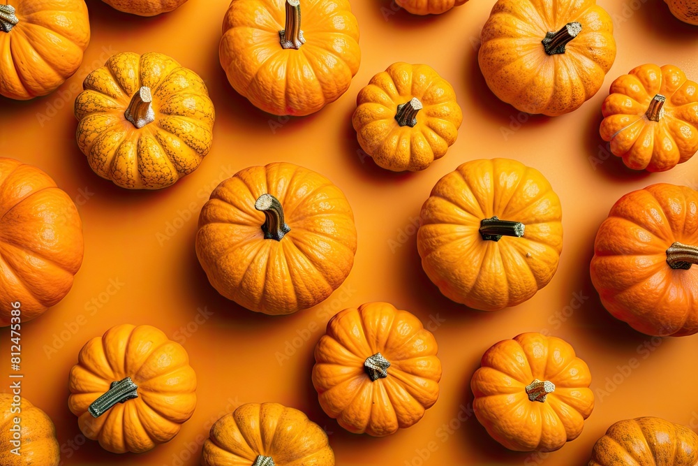 Top view pumpkins on bright background autumn concept Top view pumpkins on bright background autumn concept