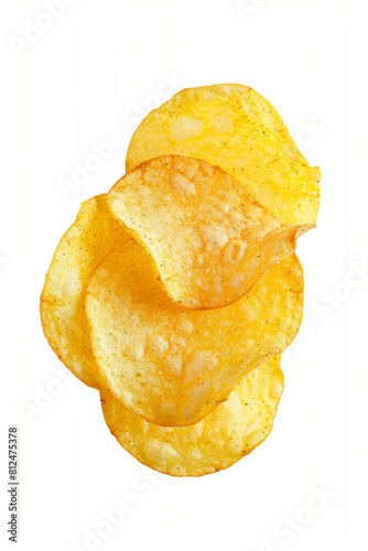 Crunchy Potato Chips Isolated on White photo