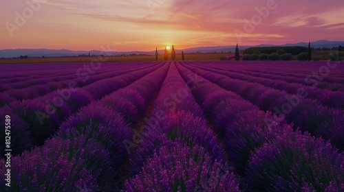 purple lavender filed in Valensole at sunset