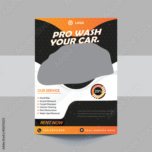 Car Wash Flyer, Car Cleaning Service template, a4 car wash service flyer, automobile wash service leaflet design, Car Wash Business Promotion Poster