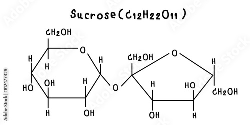Tableau sur toile sucrose  chemical structure illustration