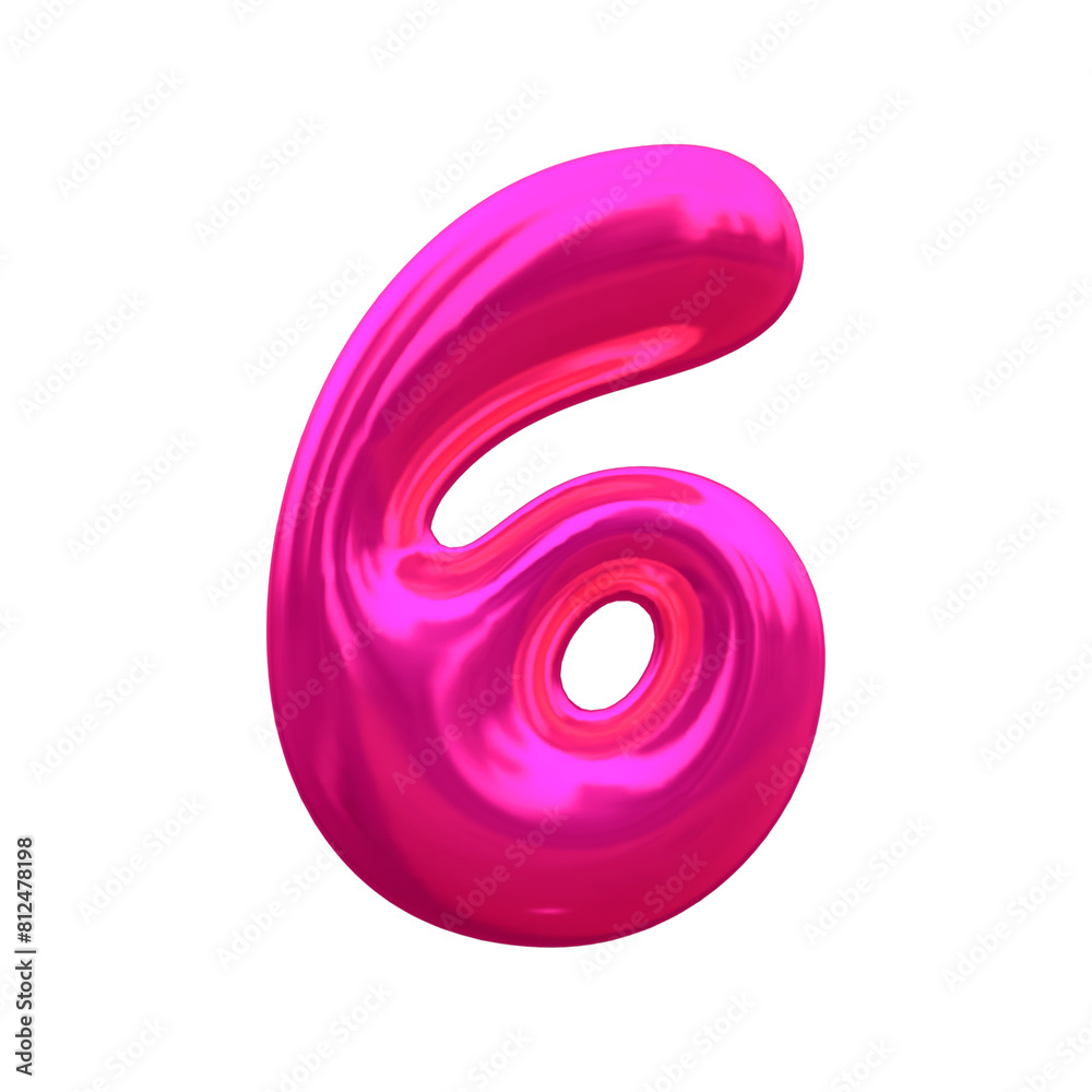 Glossy 3D balloon Number 6 Glossy 3D balloon Number 6