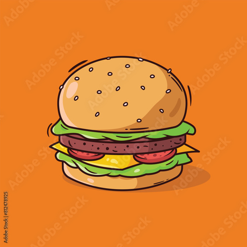 burger illustration cartoon style vector icon