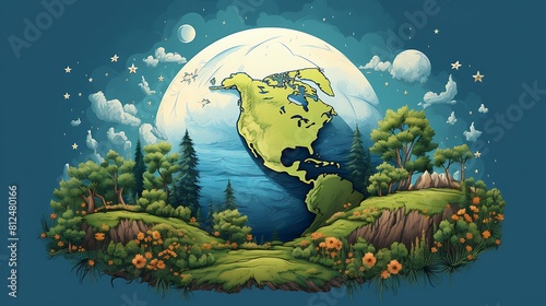 An illustration of Earth with a message encouraging responsible consumption for Earth Day.