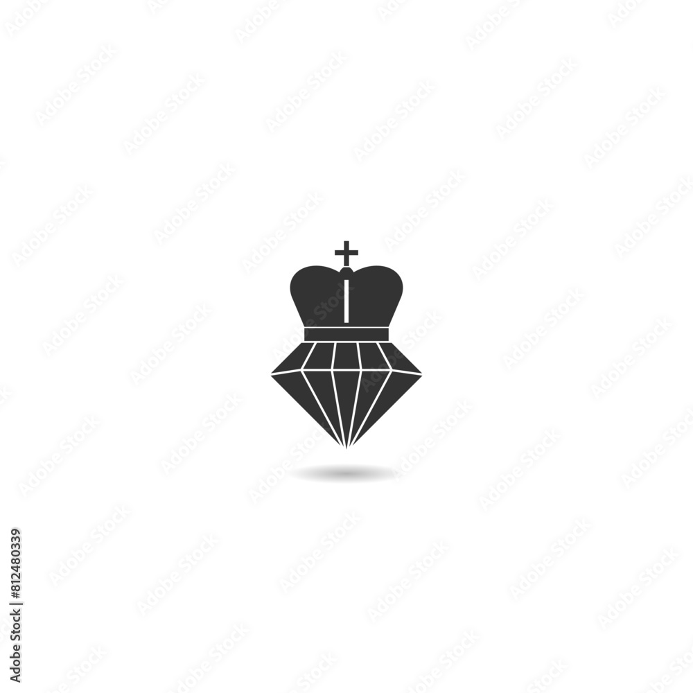 Fototapeta premium Diamond with crown simple icon with shadow
