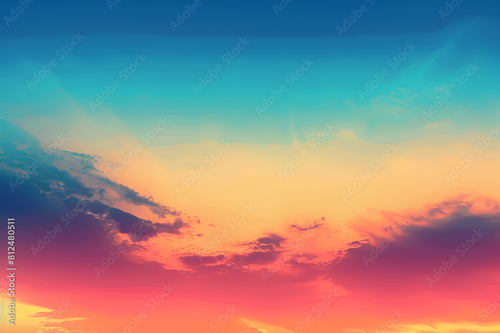 Sky gradient from blue to orange sunset