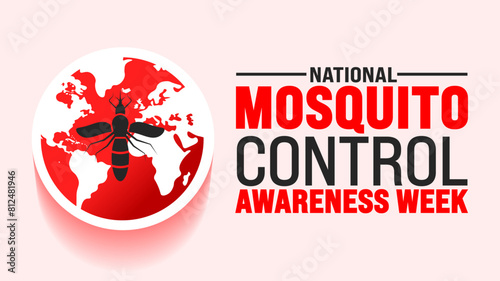 June is National Mosquito Control Awareness Week background template. Holiday concept. use to background, banner, placard, card, and poster design template with text inscription and standard color.