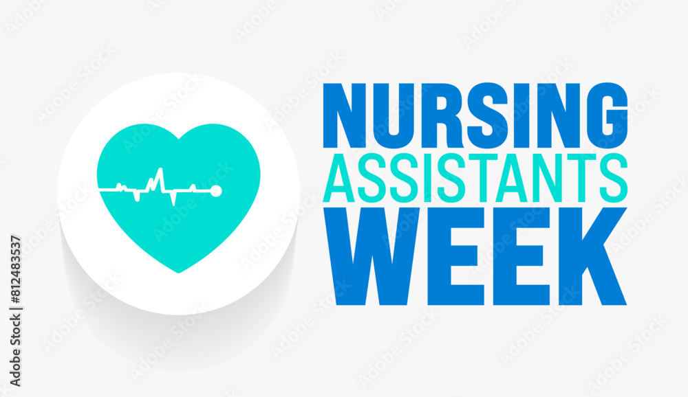 June is Nursing Assistants Week background template. Holiday concept. use to background, banner, placard, card, and poster design template with text inscription and standard color. June is Nursing Assistants Week background template. Holiday concept. use to background, banner, placard, card, and poster design template with text inscription and standard color.