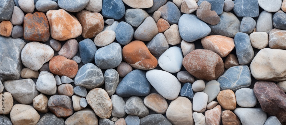 An abstract texture of natural stones creates a captivating backdrop or background image with copies space. Creative banner. Copyspace image An abstract texture of natural stones creates a captivating backdrop or background image with copies space. Creative banner. Copyspace image