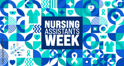 June is Nursing Assistants Week background template. Holiday concept. use to background, banner, placard, card, and poster design template with text inscription and standard color.