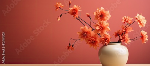 A beautiful flower arranged in a vase with plenty of empty space around it for copy space image